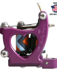 Purple heart tattoo machine with visible branding on a white background