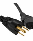 Black power cord with plug on a white background