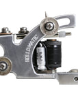 Hand-built aluminum tattoo machine with silver contact screw