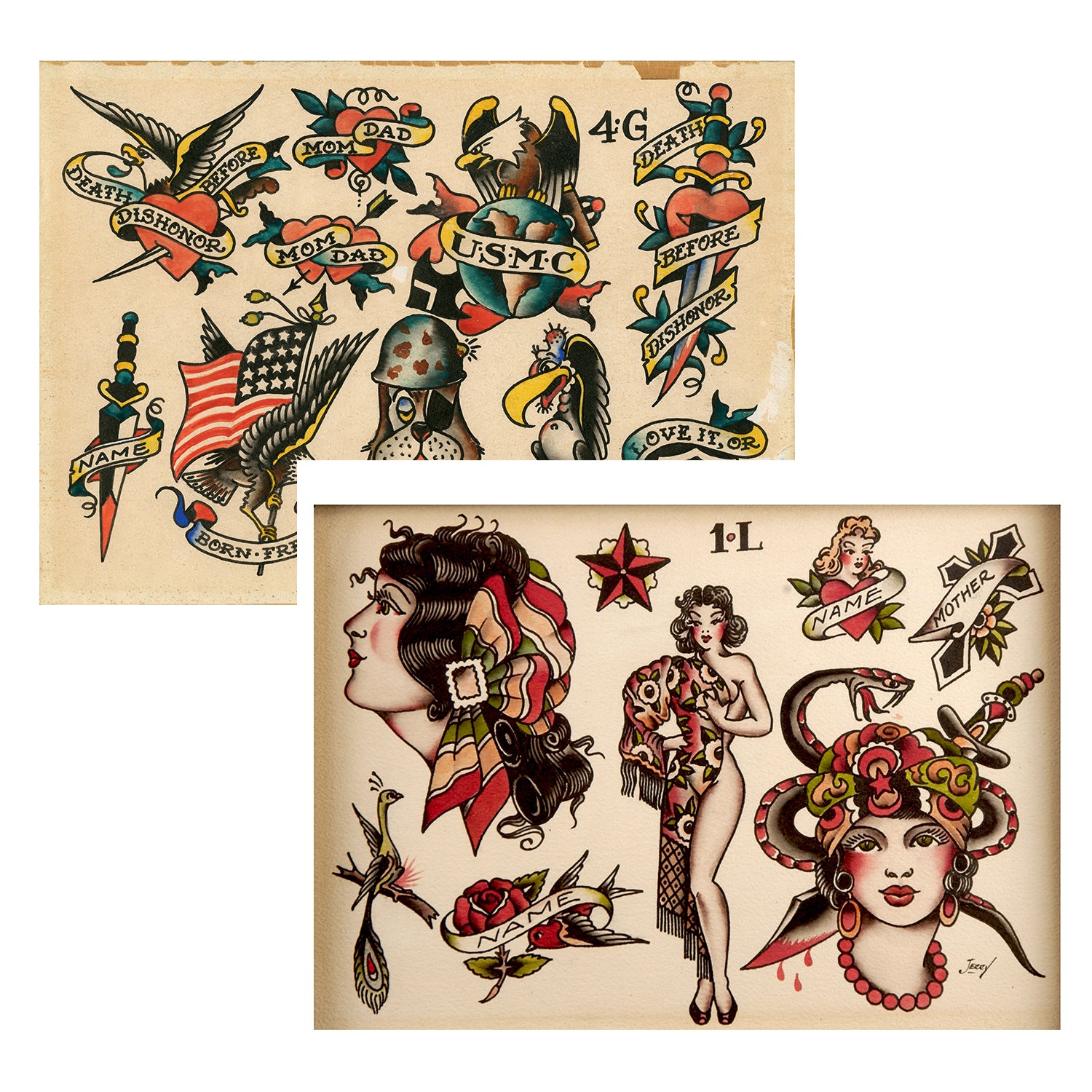 その他 Sailor Jerry Tattoo Drawings Sailor Jerry traditional tattoo flash sheet tattoo print gift