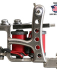 Jonesy Style Flat Red coil liner tattoo machine handmade by Lucky MFG in Largo Florida