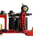 Mini Bulldog liner coil tattoo machine with red splatter finish and black coils