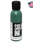 Green ink bottle with black cap and 'Solid Ink' label on a white background
