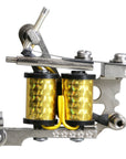 Professional tattoo shader machine gold holographic coil wrap close up