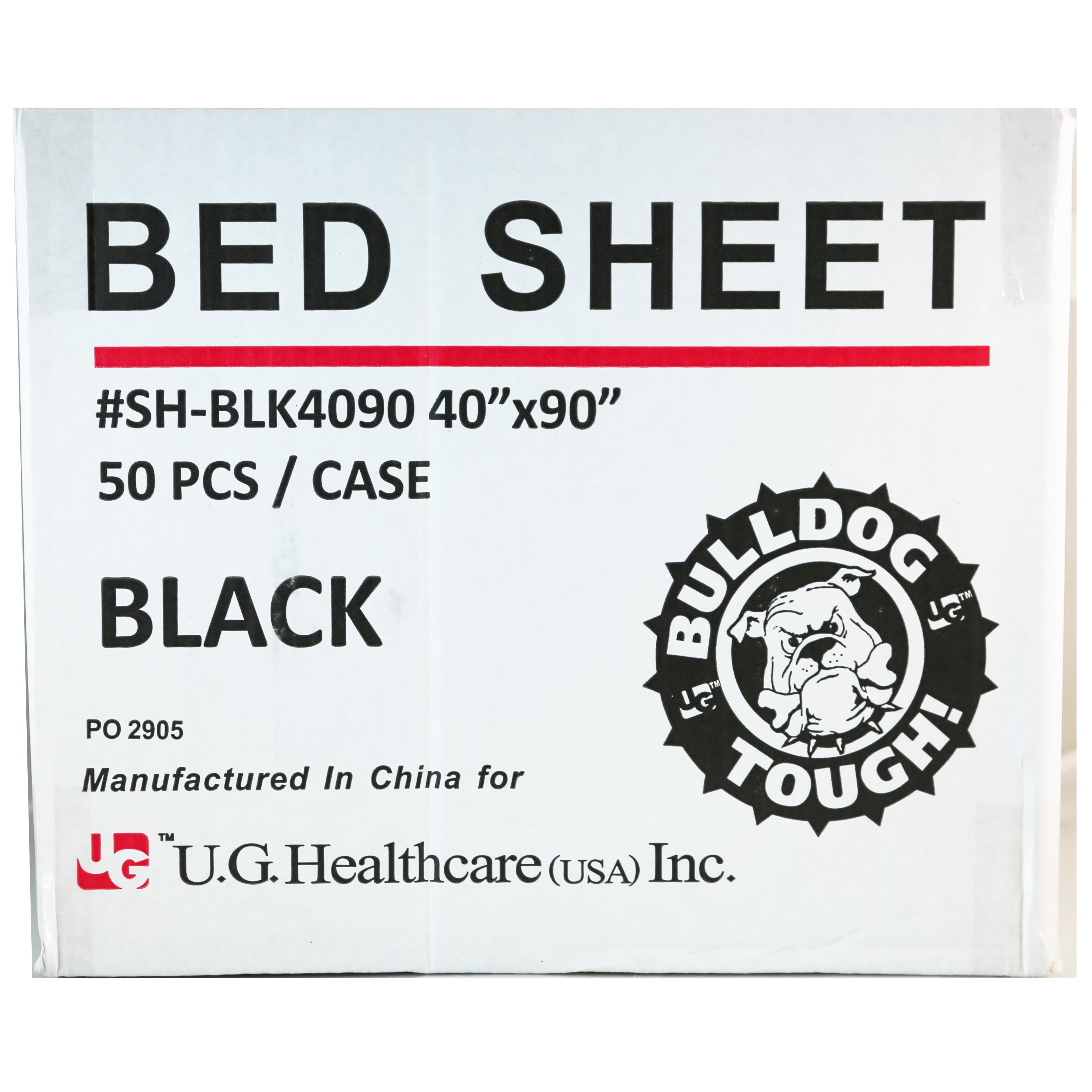Bulldog Bed Sheets - 40x90 Black Drape Sheets (50ct)