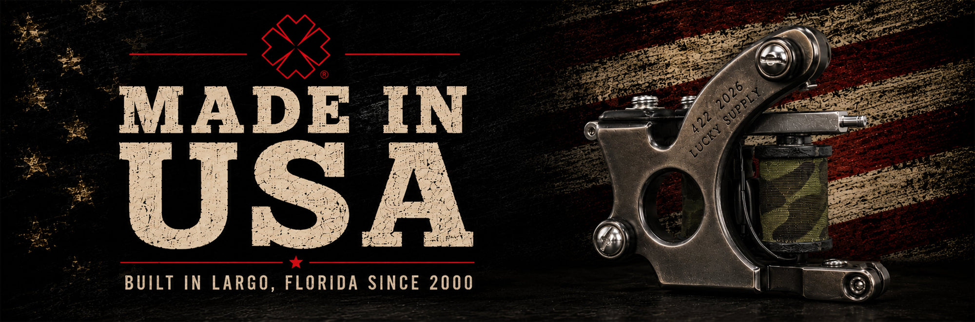 Made in USA tattoo supplies, machines, hardware, and equipment from Lucky Supply and trusted American manufacturers.