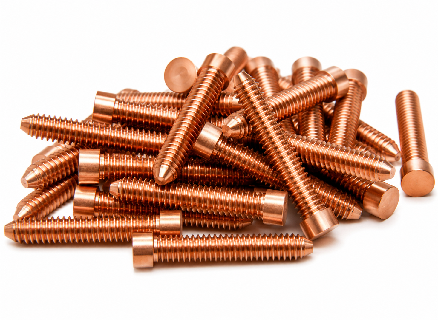 A Pile of Flat Topped Copper Contact Screws
