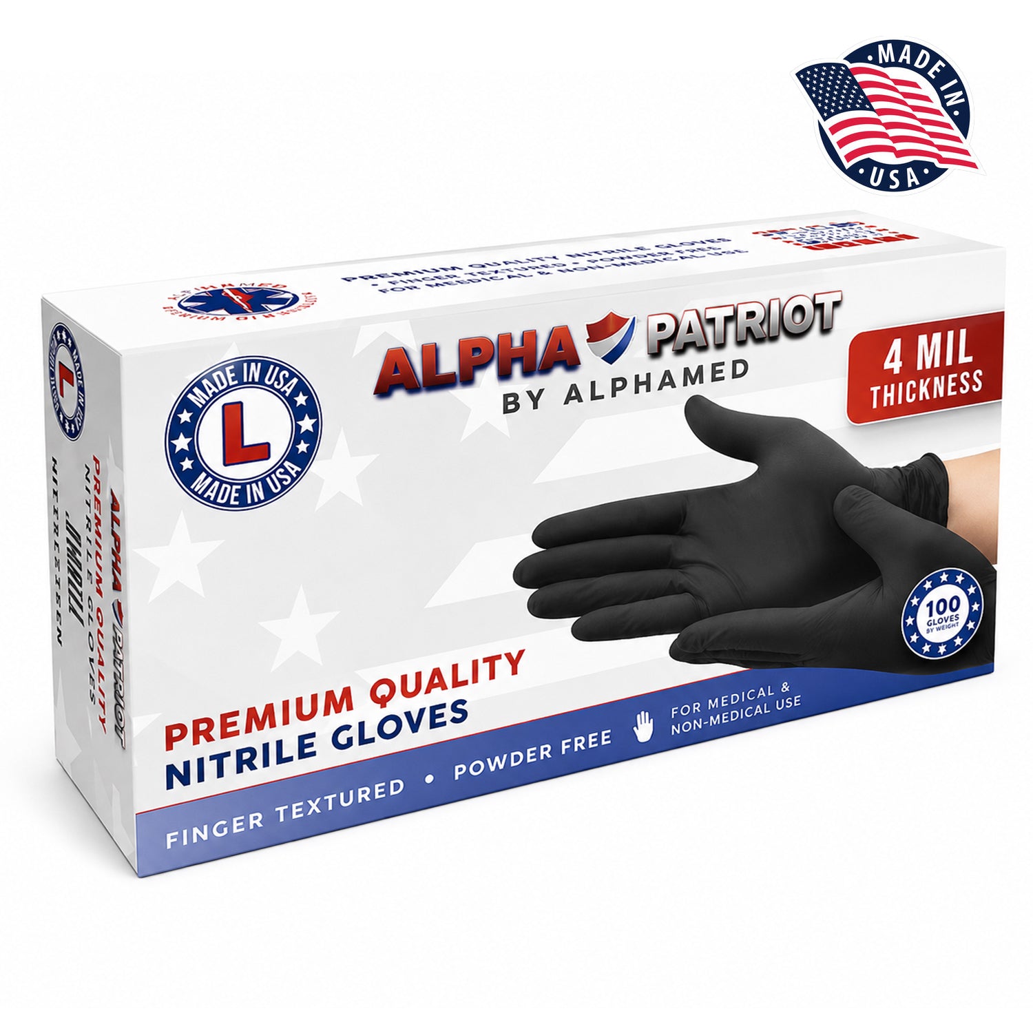 Alpha Patriot Med Black Examination Nitrile Gloves