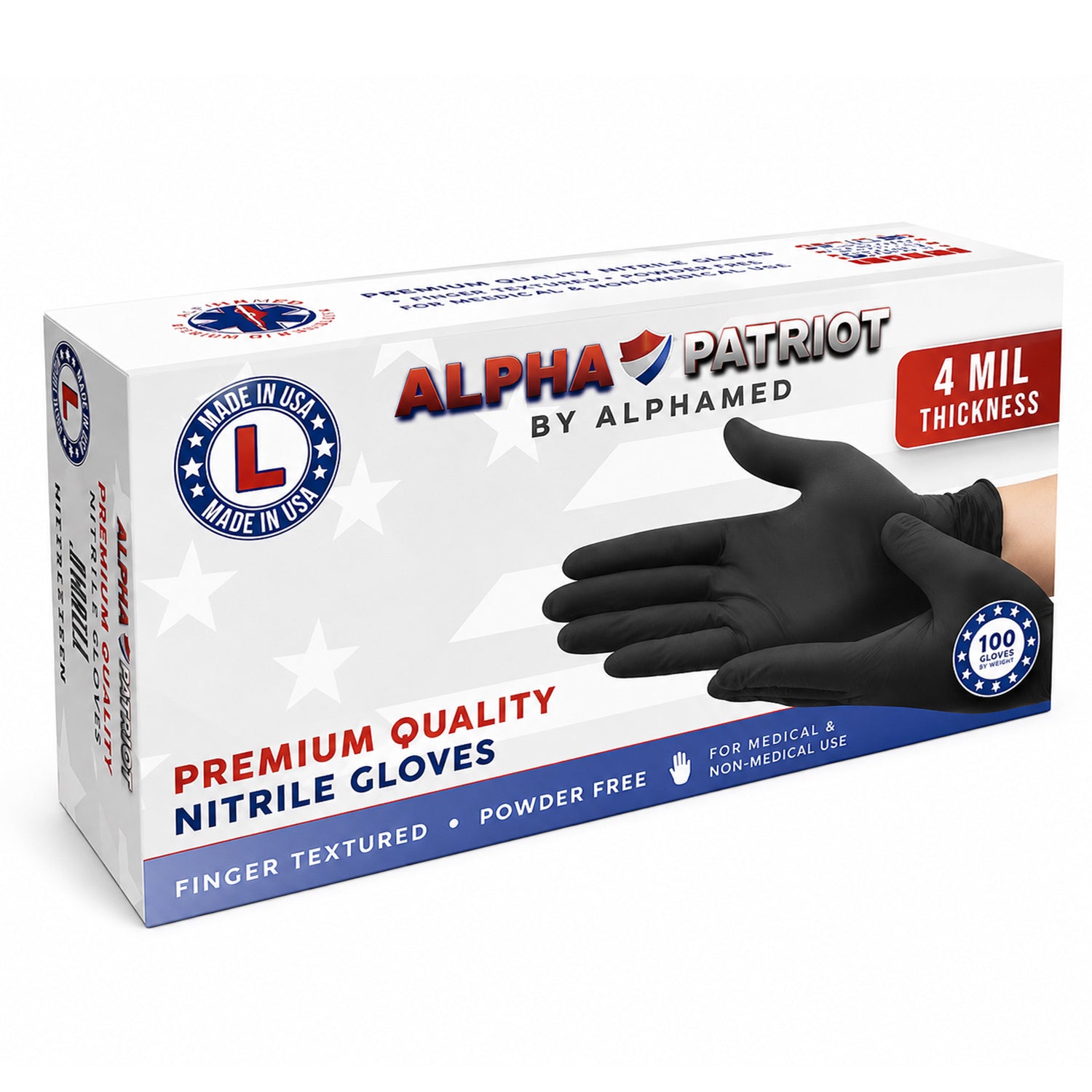 Alpha Patriot Med Black Examination Nitrile Gloves