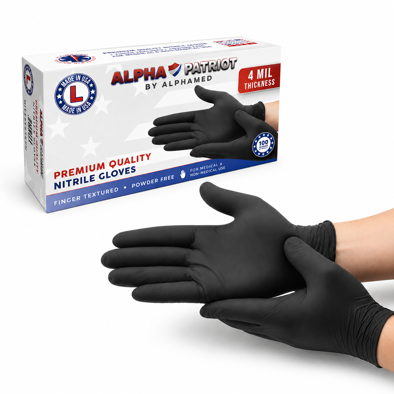Alpha Patriot Med Black Examination Nitrile Gloves