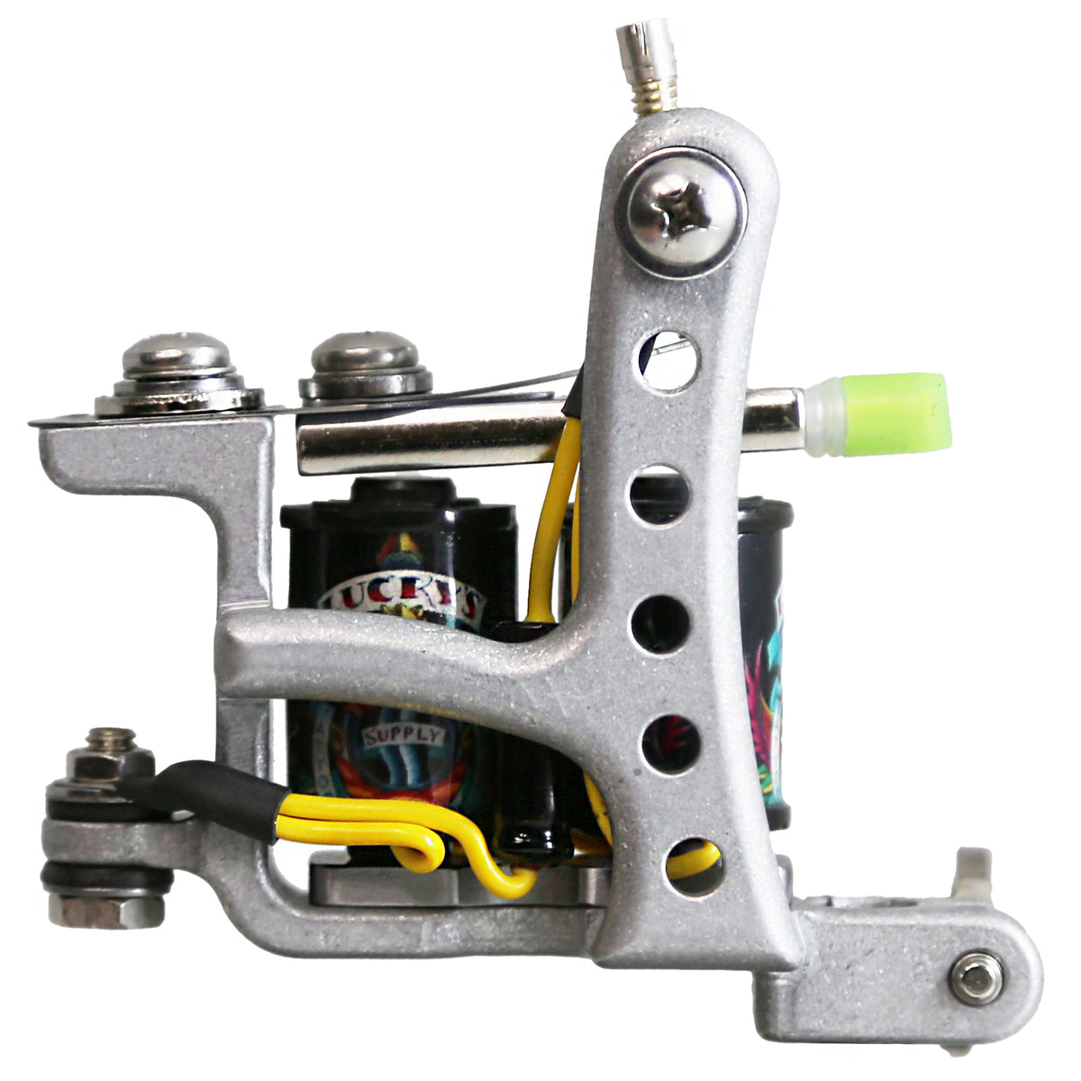 Lucky MFG aluminum frame one-off coil liner tattoo machine – frame side