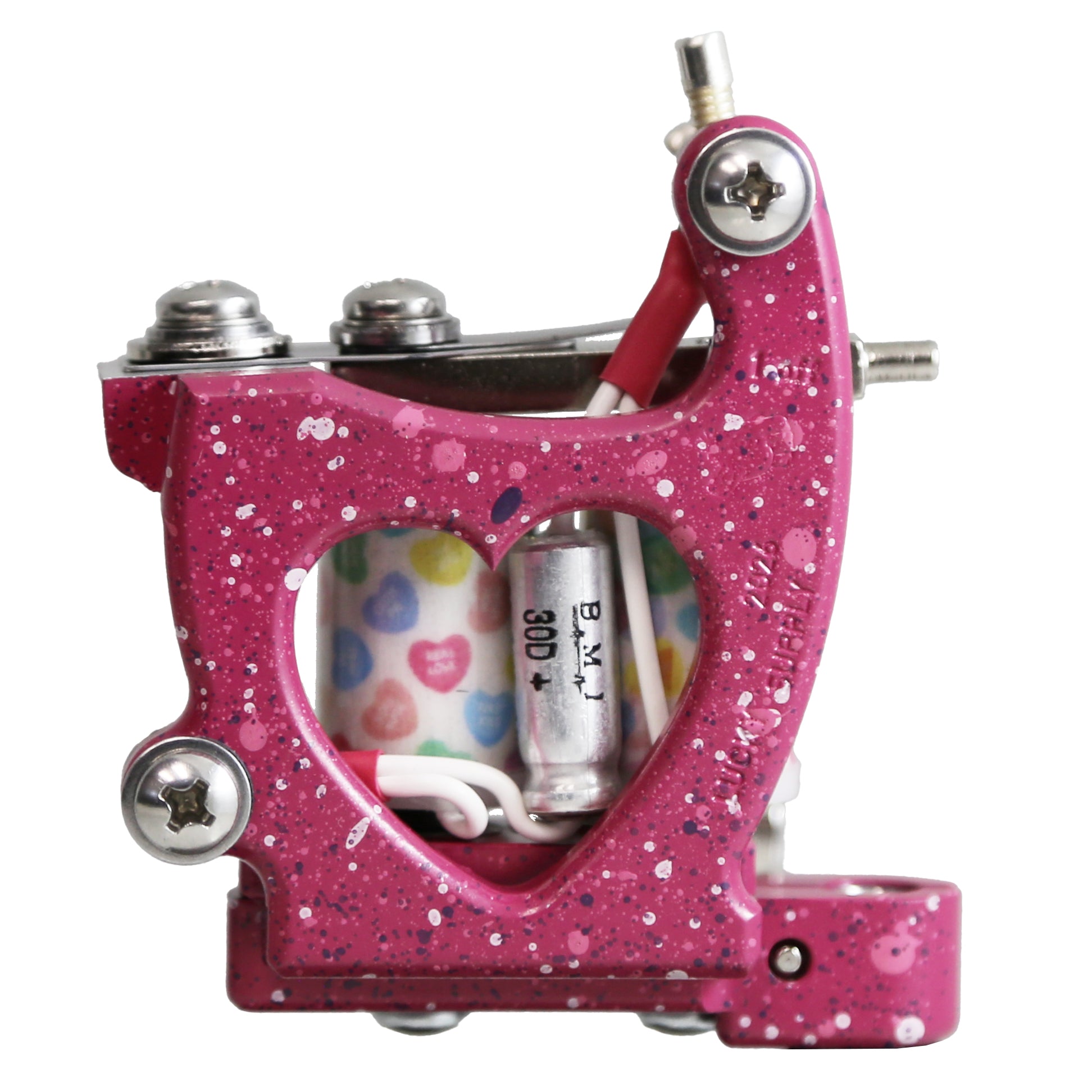 Pink heart shaped one off liner tattoo machine