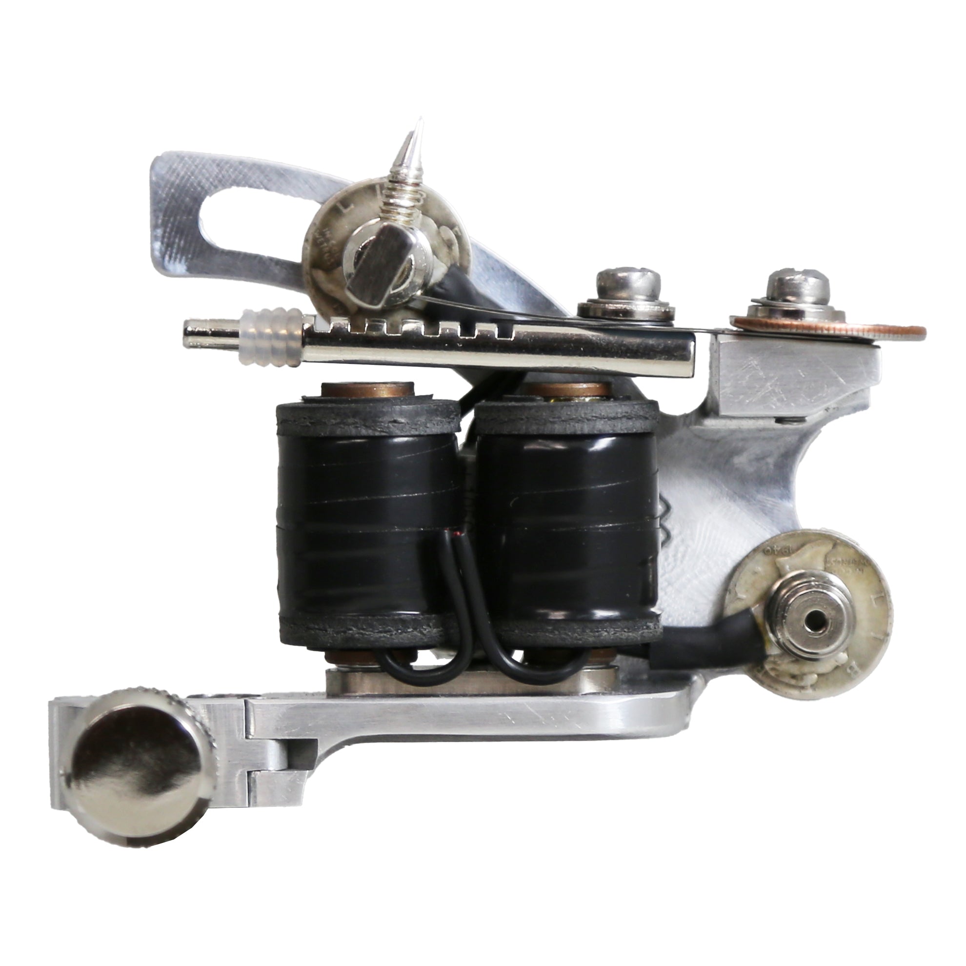 Aluminum Rollomatic coil tattoo machine with 1-1/8 inch silicon iron coil cores