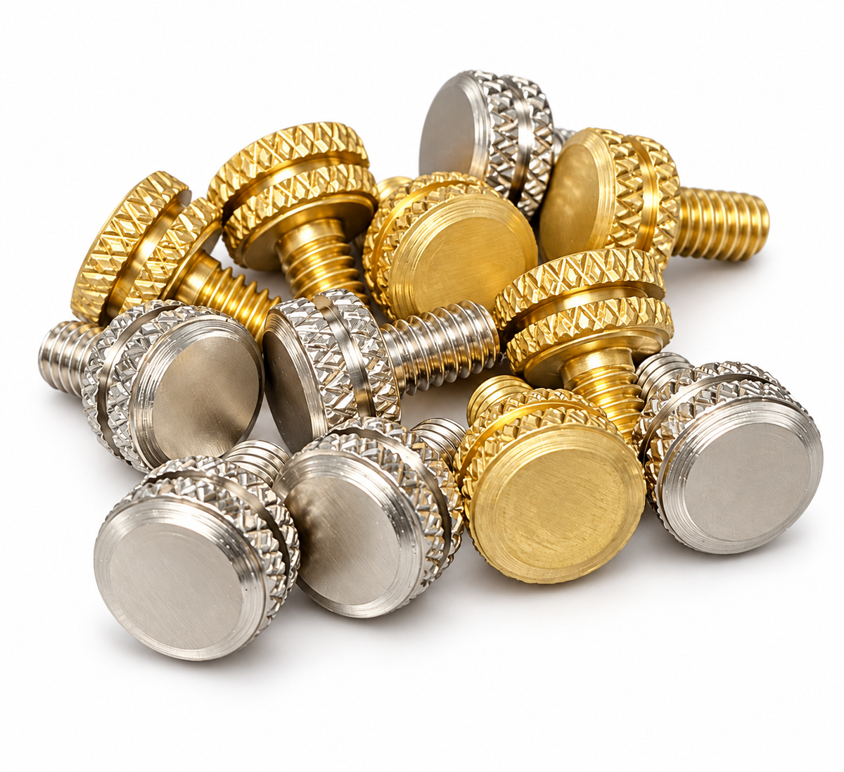 Brass double knurled binding post screw with 8-32 threading