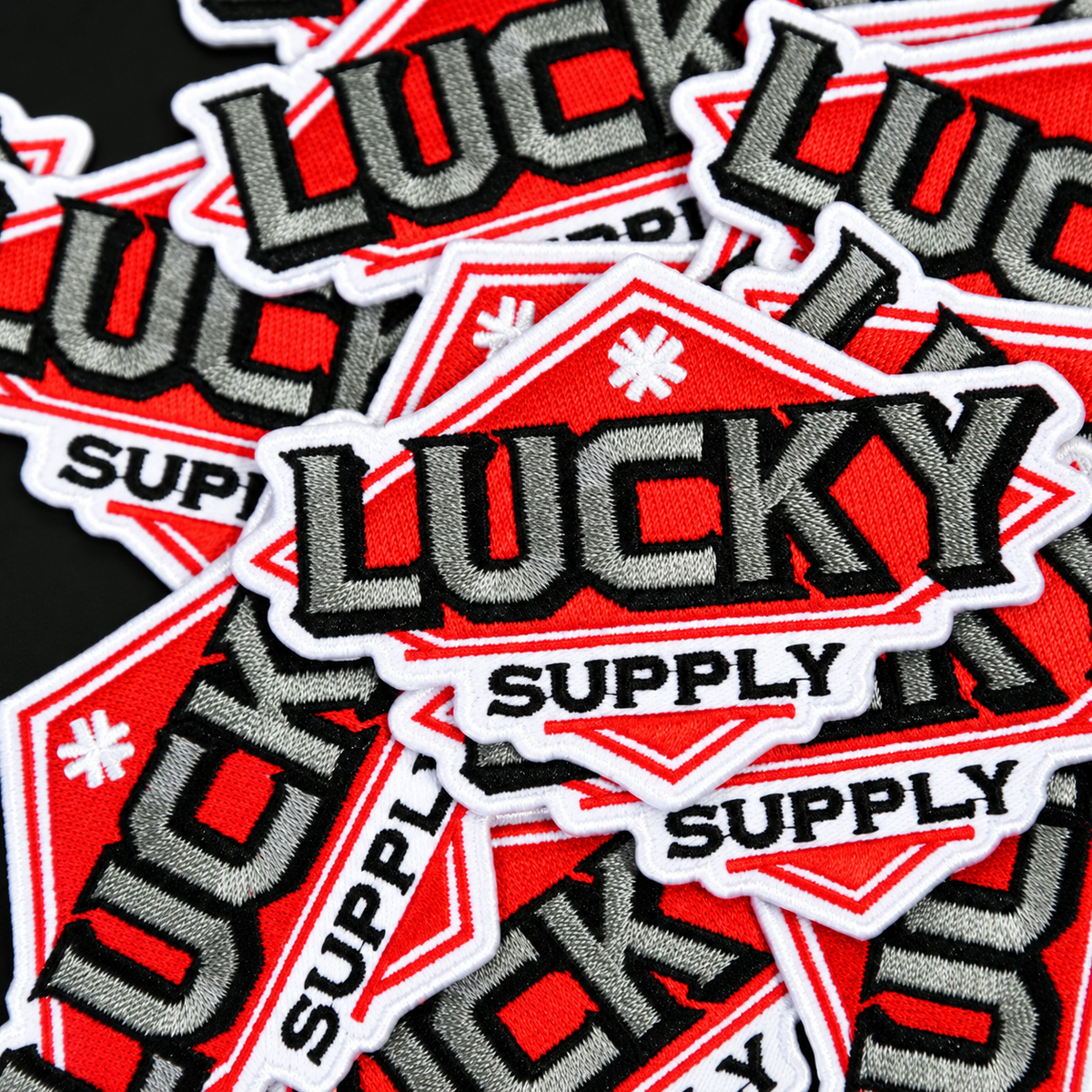 A pile of Logo Patches