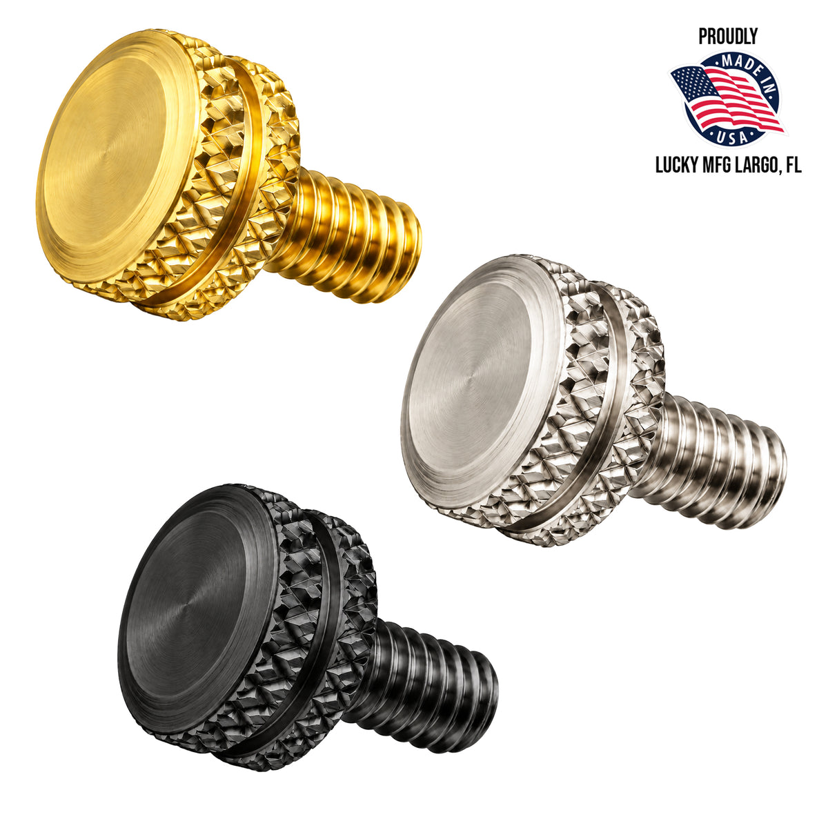 Brass double knurled binding post screw with 8-32 threading