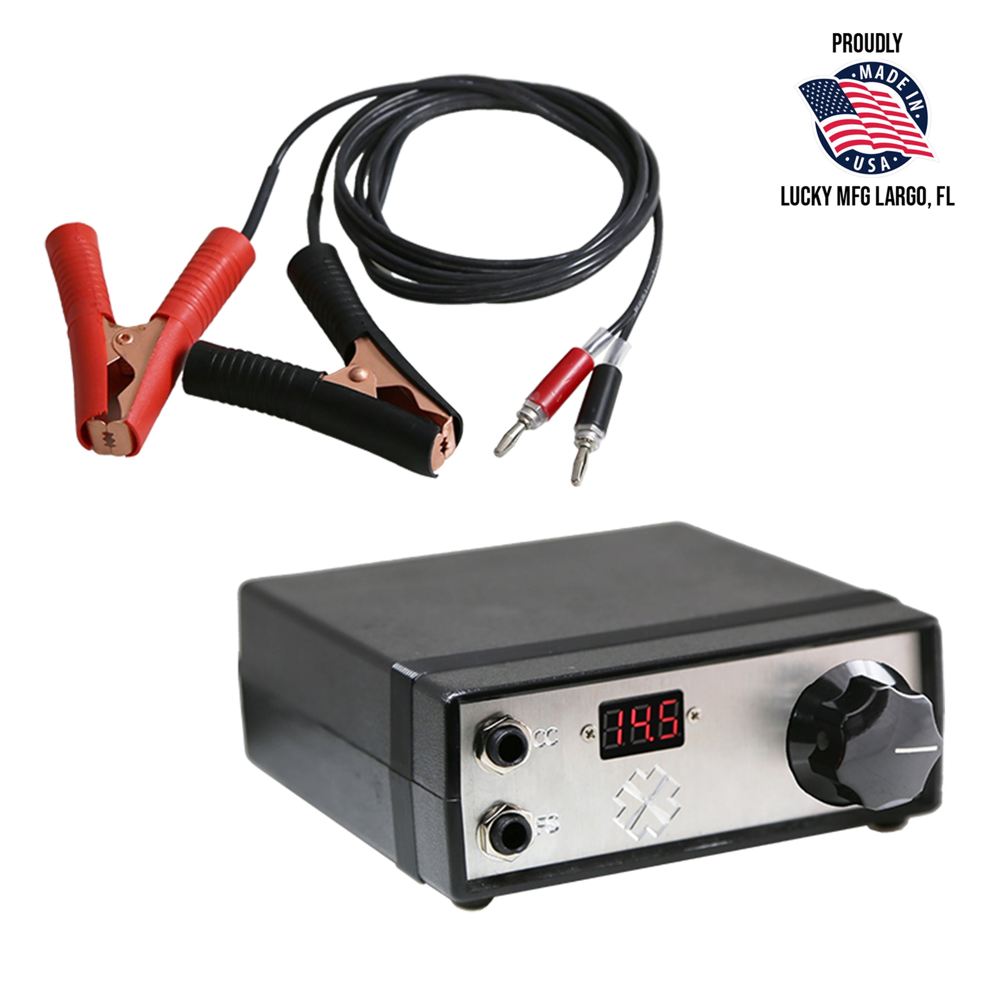 Battery Powered Rheostat Power Supply with Jumper Cable Adapters