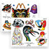 Collection of colorful tattoo designs by C. Koeplinger on a white background