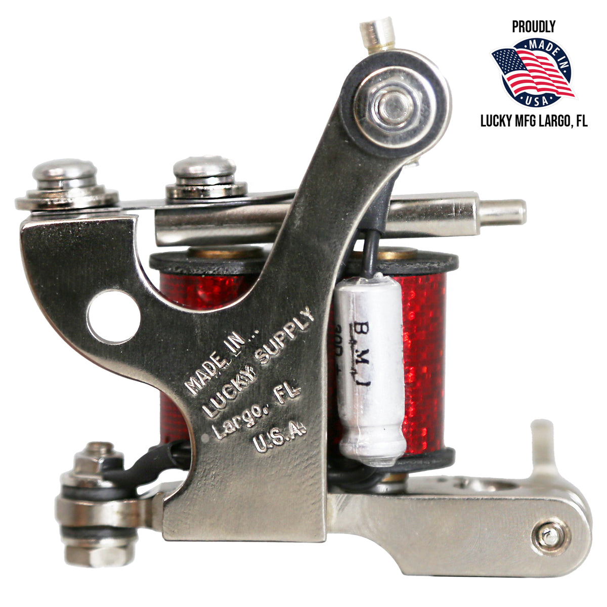 American-made Lucky MFG Coleman liner coil tattoo machine