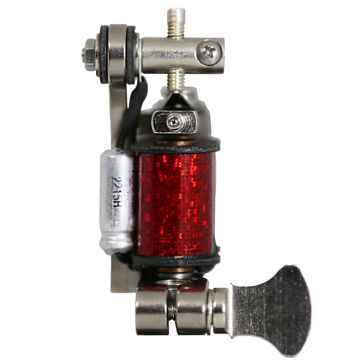 Coleman liner tattoo machine showing frame and tube-vise alignment