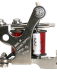 Coleman liner coil tattoo machine with nickel finish and red coil wrap