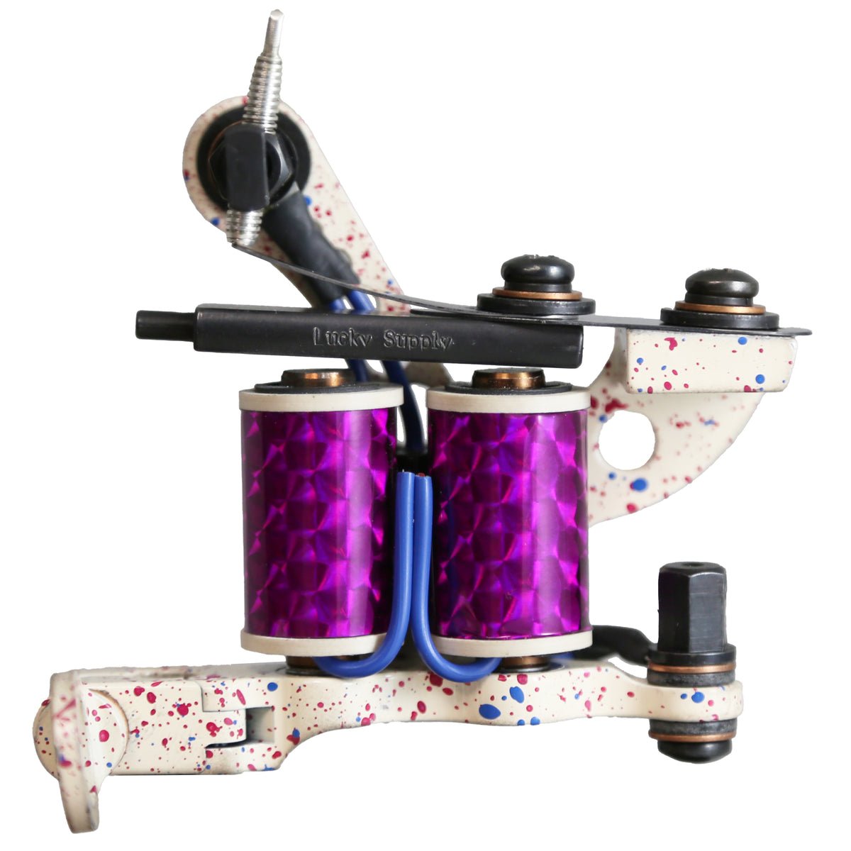 Coleman shader coil tattoo machine, coils-side view