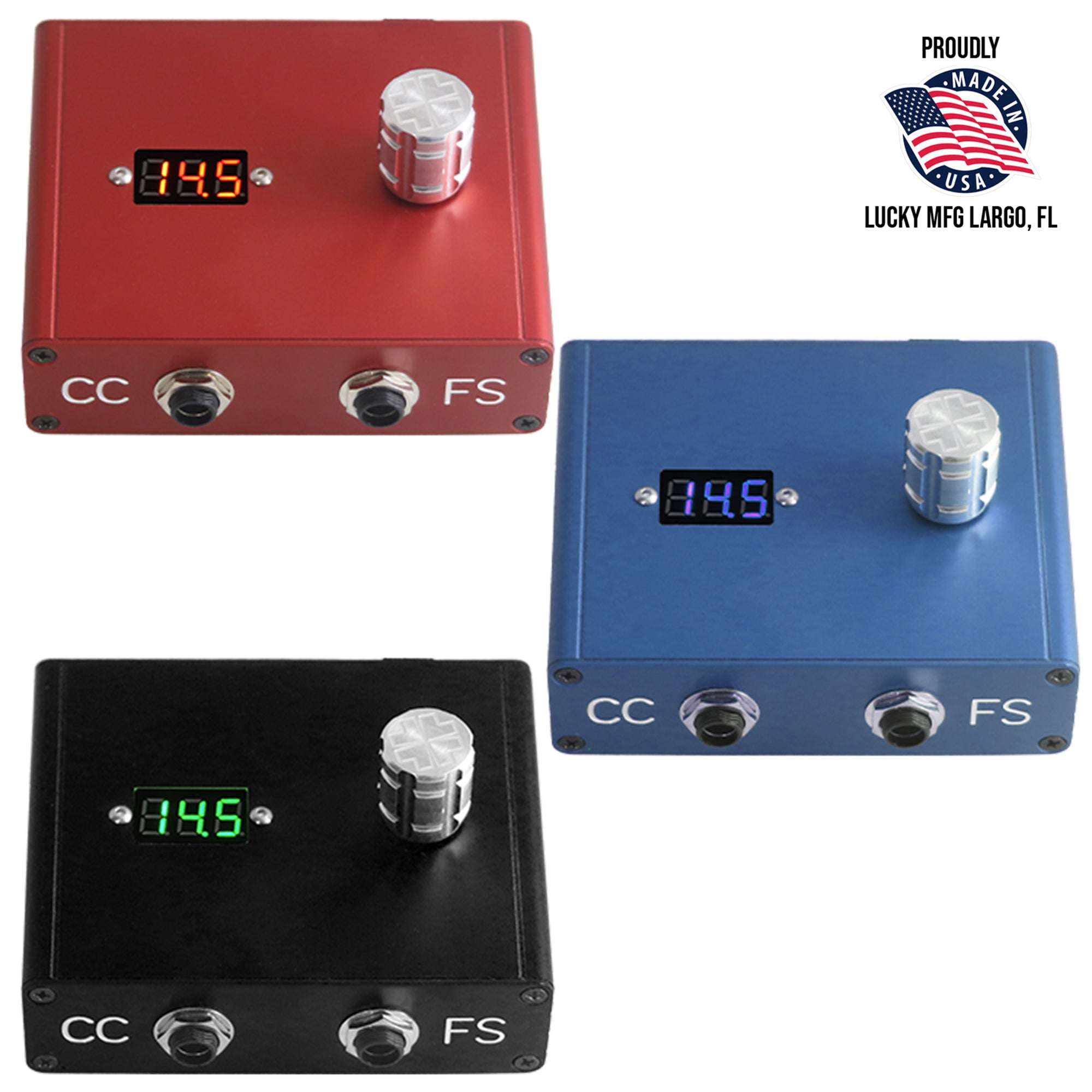 Lucky’s compact anodized tattoo power supply with LCD