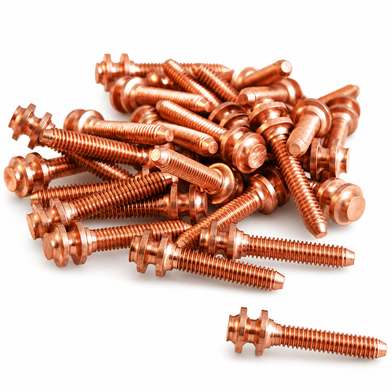 Pile of Dual Beveled Copper Contact Screws