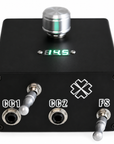 Front view of Lucky Compact Dual Power Supply showing LED voltage display and precision adjustment knob
