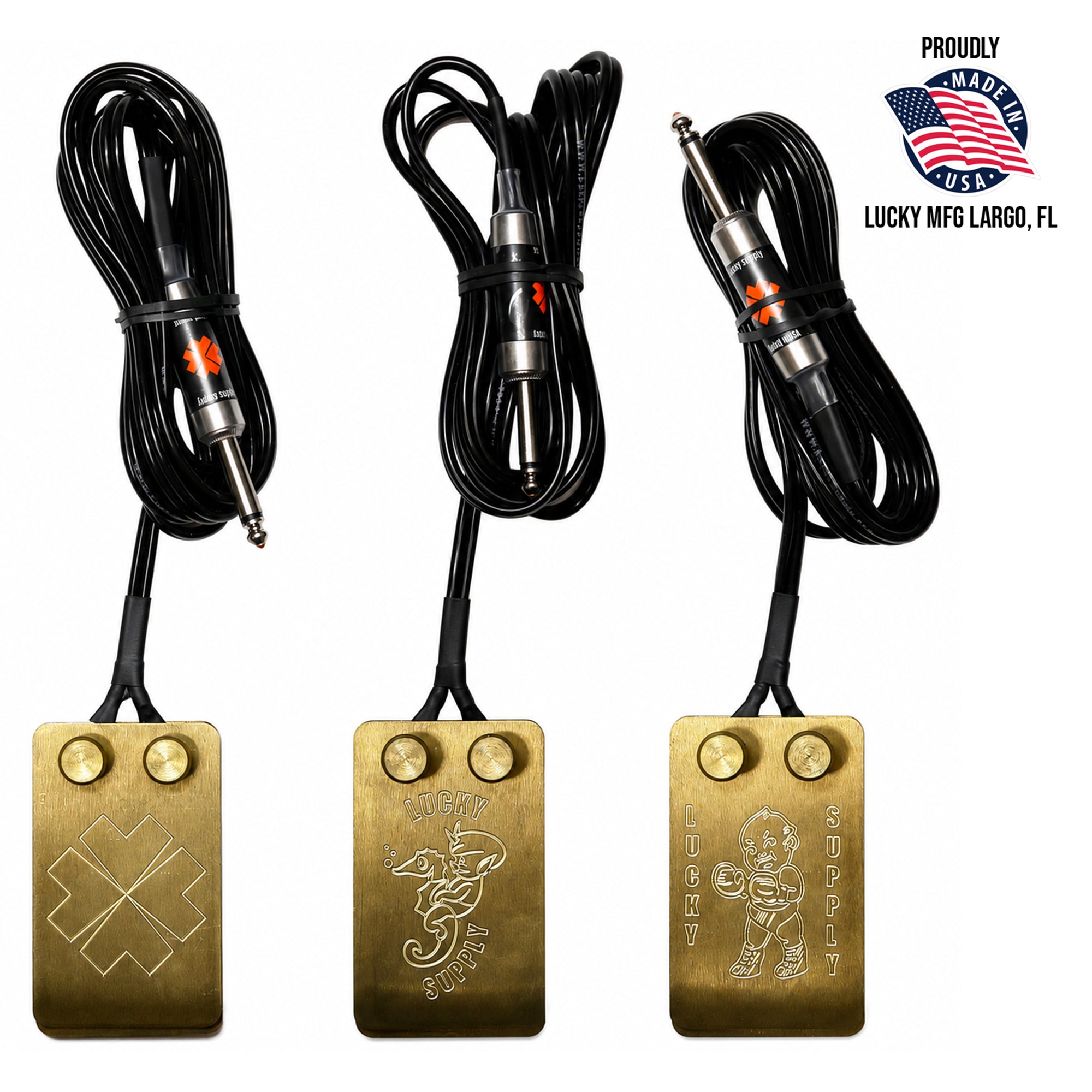 Lucky MFG Bulldog engraved tattoo foot switch with 6 foot cord