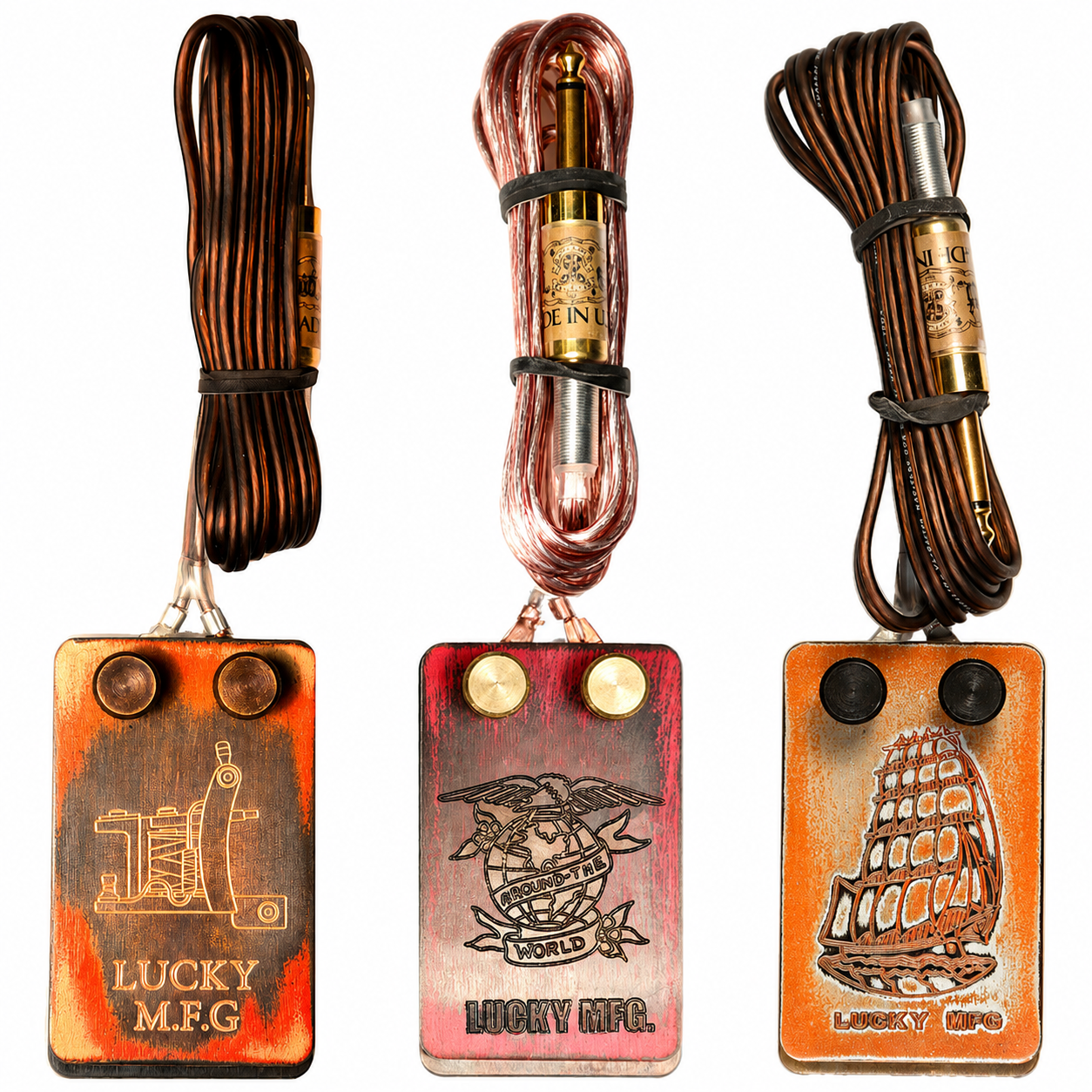 Lucky MFG Bulldog engraved tattoo foot switch with 6 foot cord