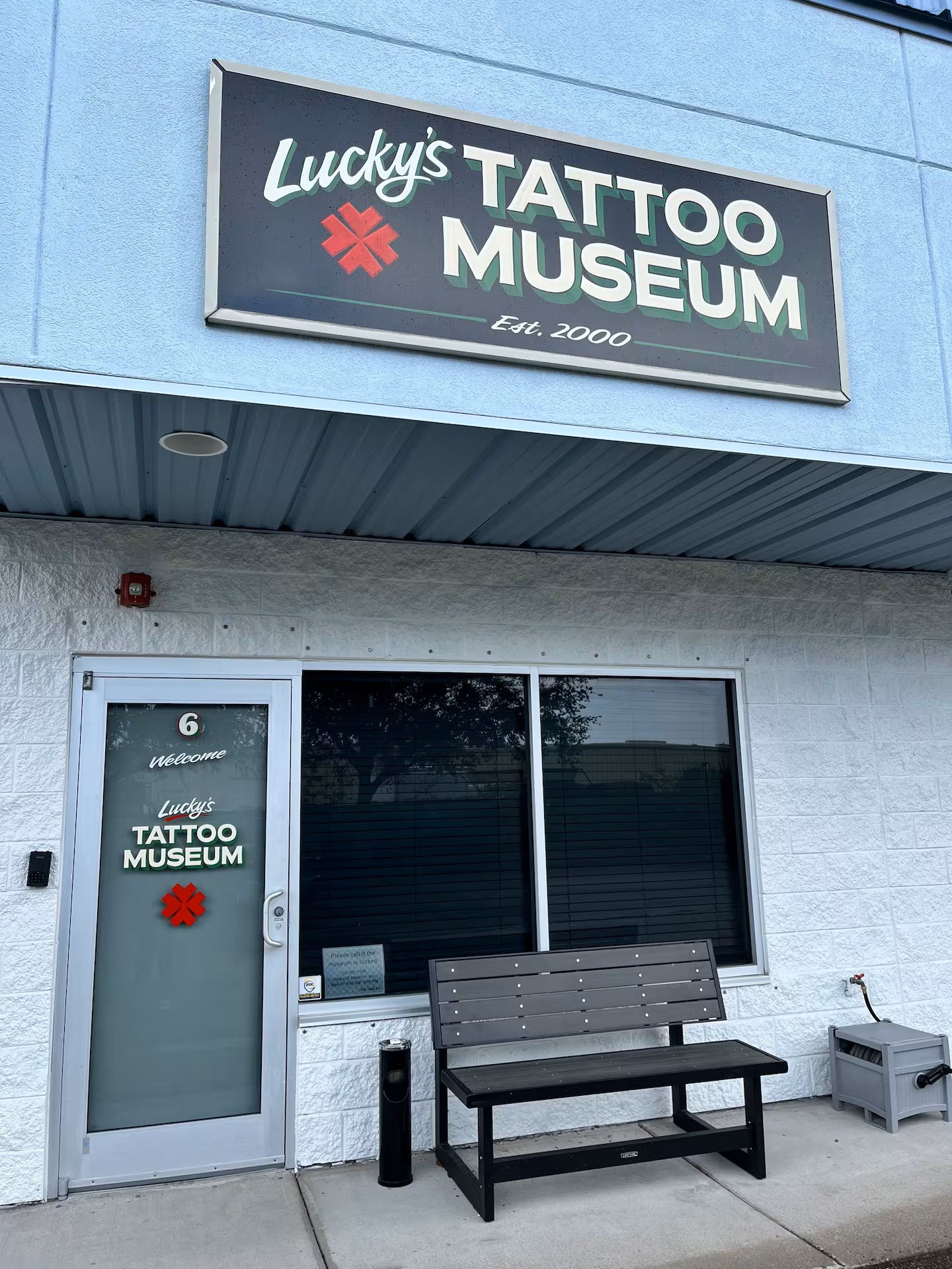 Tattoo artist workstation inside Lucky’s Tattoo Museum
