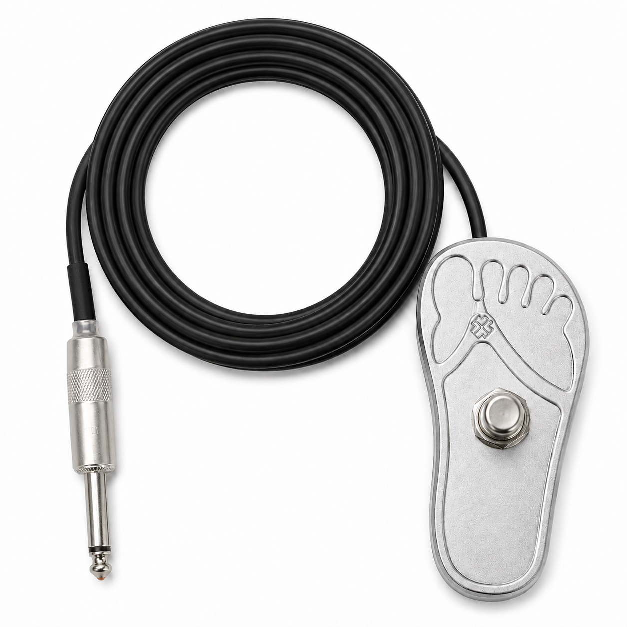 Lucky Supply FS Flip Flop constant-on footswitch for tattoo machines with American-made copper-core phono plug.