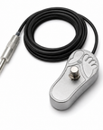 Aluminum constant-on tattoo footswitch with heavy-duty Carling pushbutton and 1/4-inch phono plug.