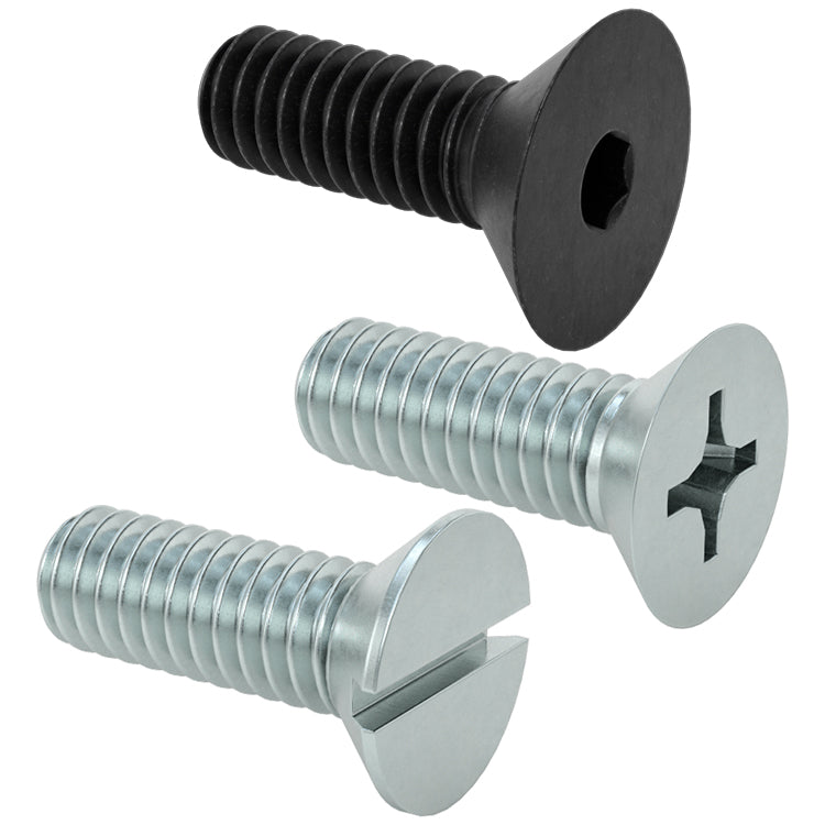 Black-Oxide 18-8 Stainless Steel Hex-Drive Flat Head Screws, 8-32 Thread Size, 1/2" Long
