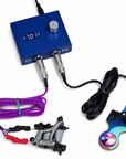 Lucky MFG Galaxy foot switch in professional tattoo workstation