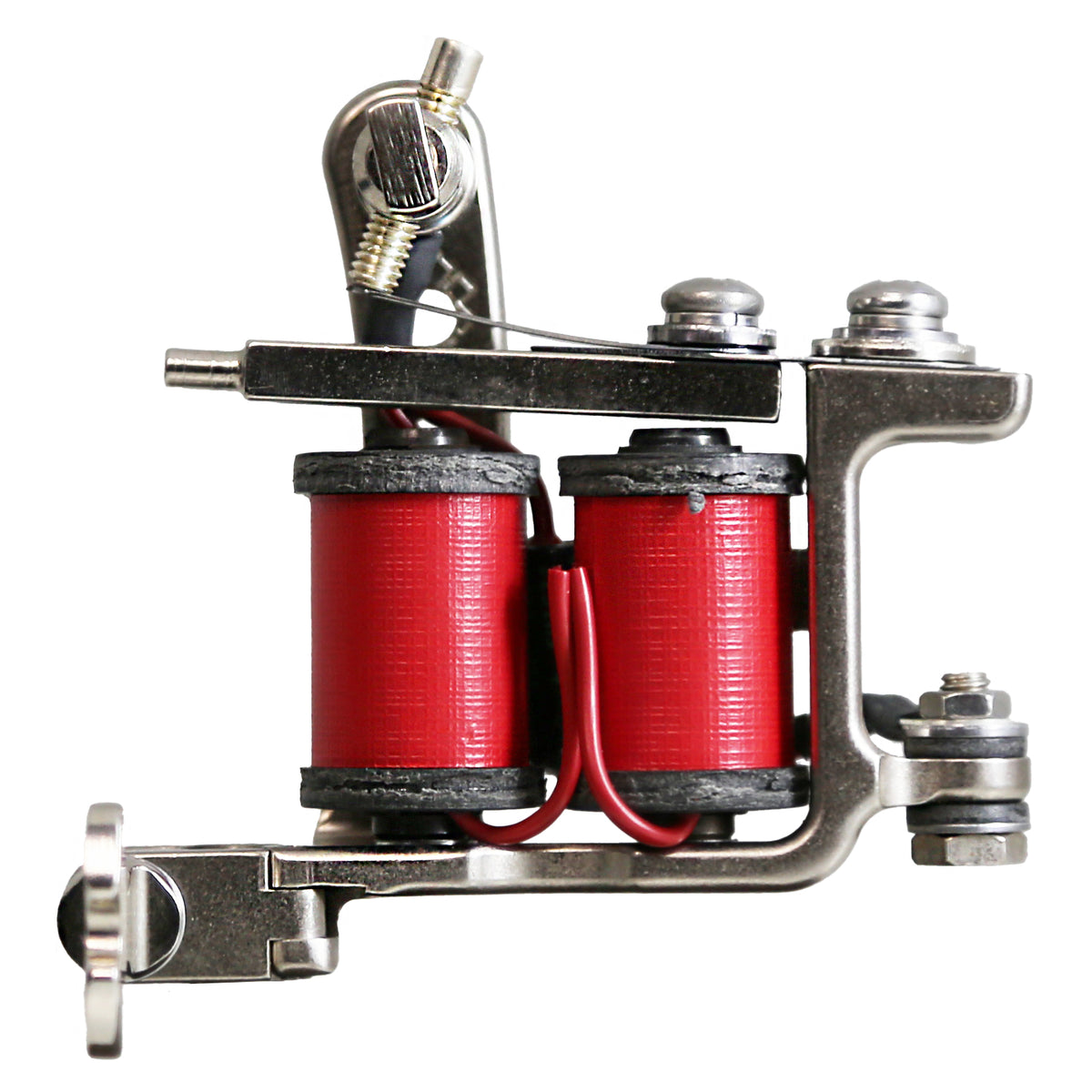 Lucky MFG Jonesy Style Flat Red coil liner tattoo machine – coils side