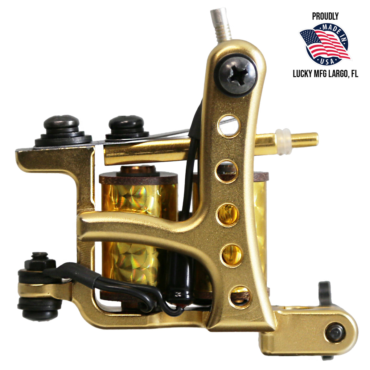 Lucky MFG gold-plated Jonesy Style coil liner handmade in Largo Florida