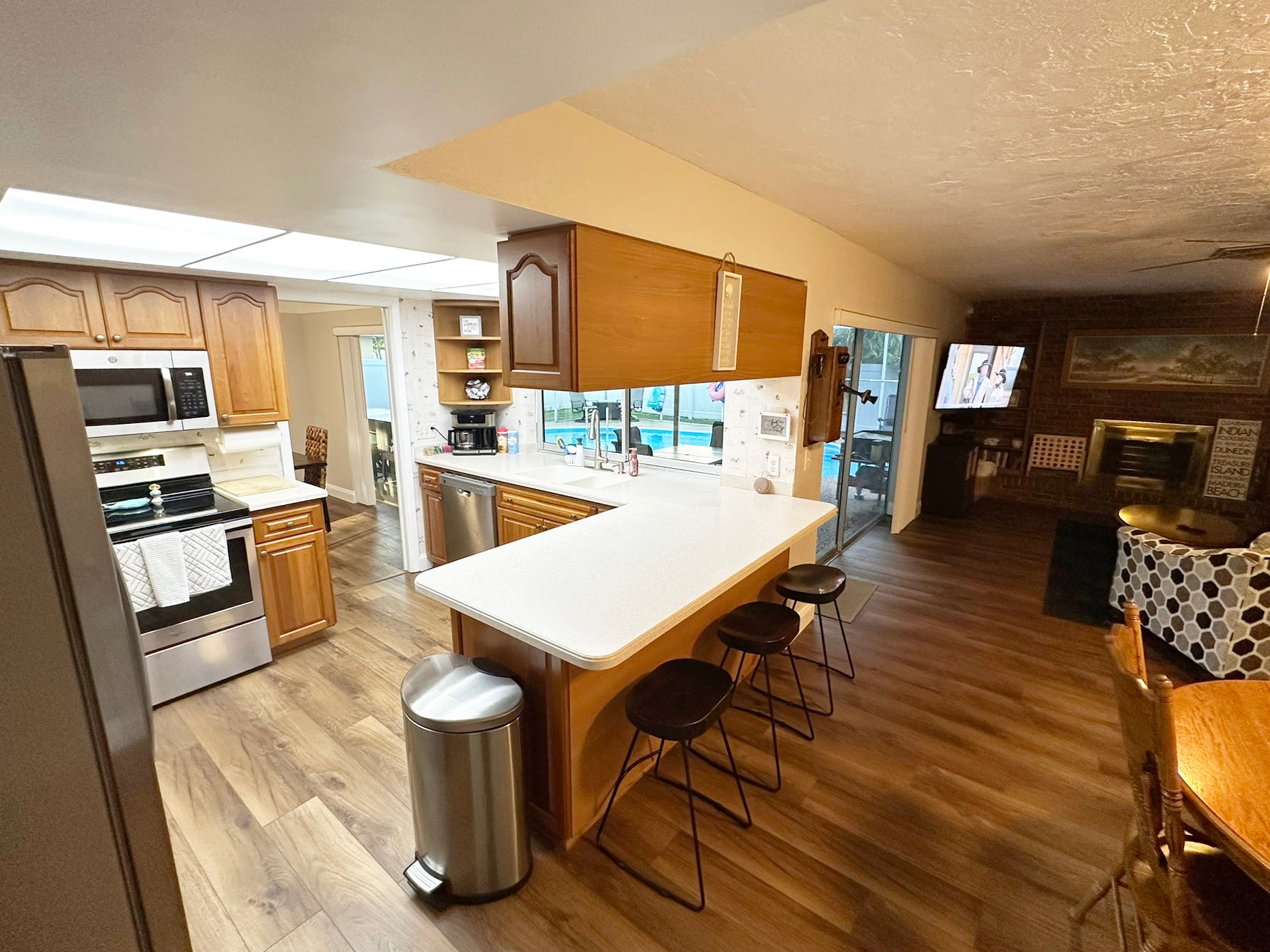 Kitchen space with bar counter seating