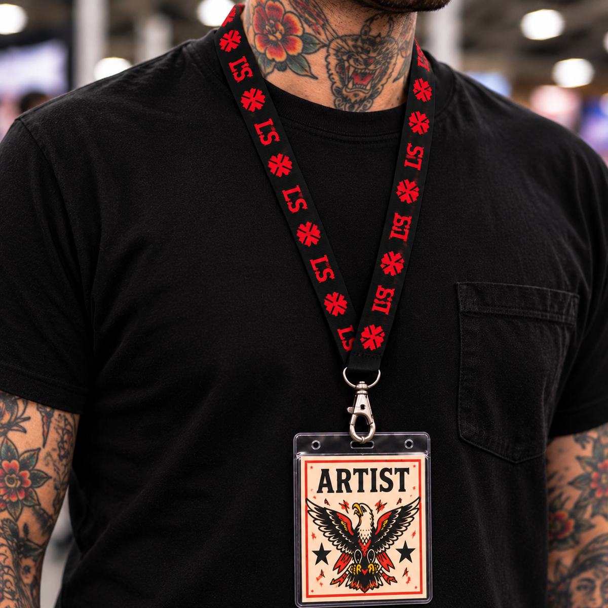 Lightweight Red &amp; Black Lucky Supply Lanyard