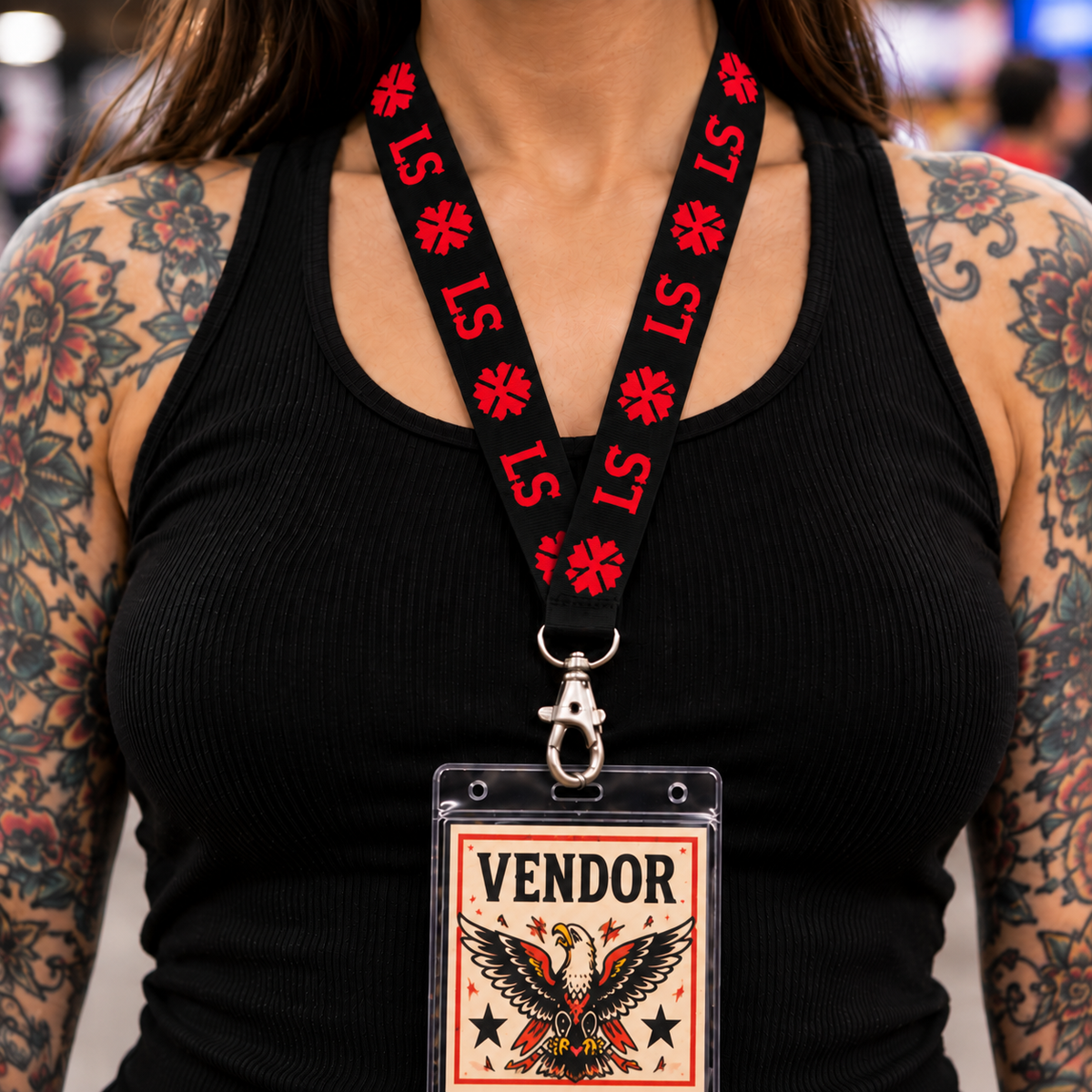 Lightweight Red &amp; Black Lucky Supply Lanyard