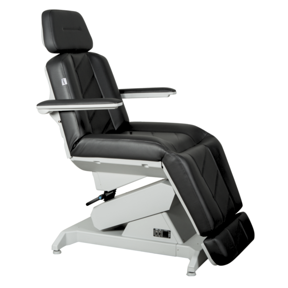 Lemi 4 Power Procedure Table in Black with integrated arm rests and four electric adjustments.
