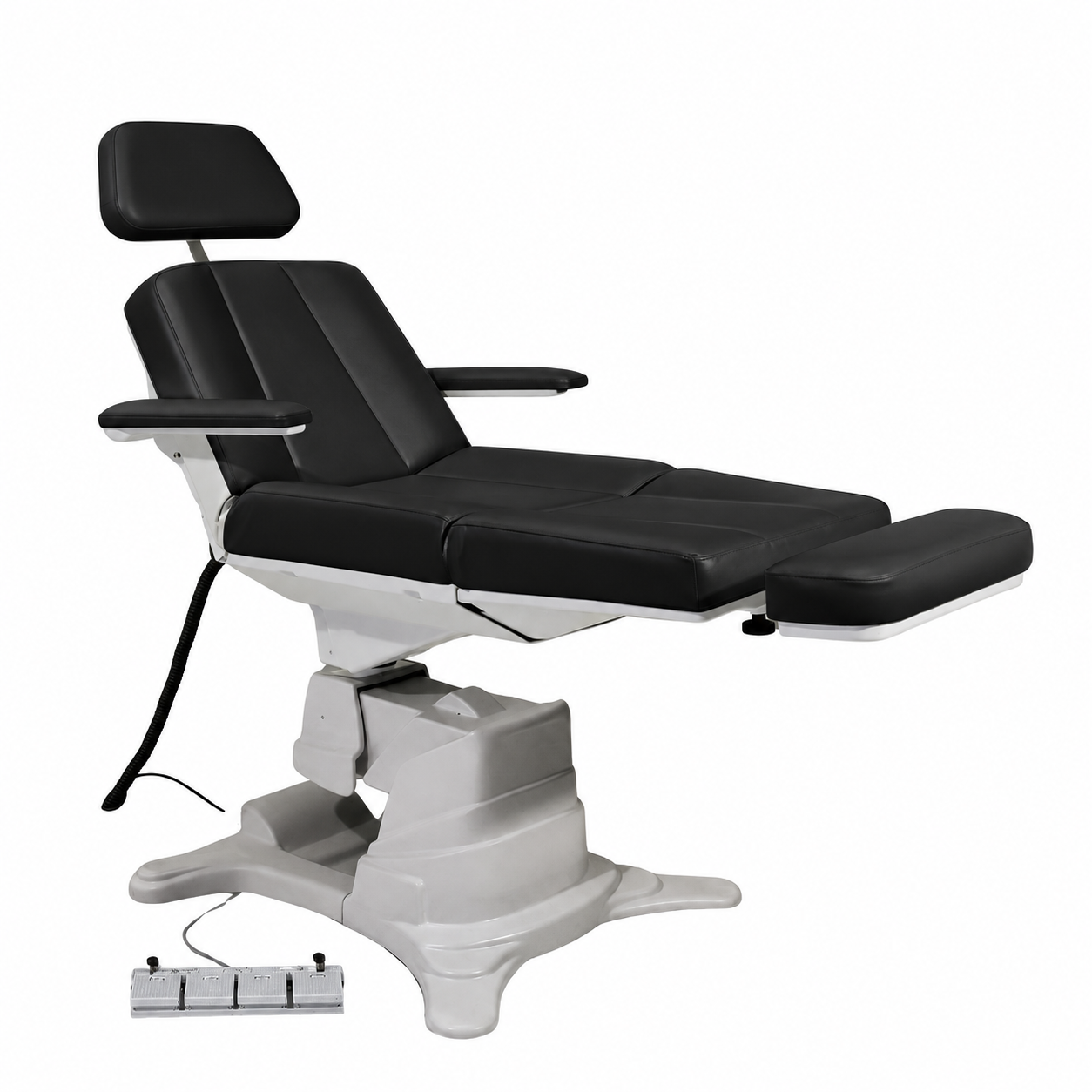 Lemi Tesera Power Procedure Chair with integrated arm rests, Black medical-grade upholstery, and four electric adjustments.