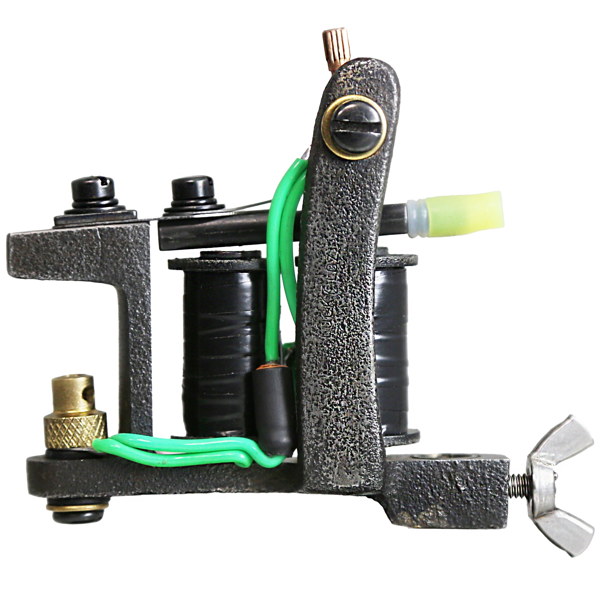 Lucky Loz one-off 6 wrap coil liner with textured metal frame and green wiring, built for 3–9 liner groupings.