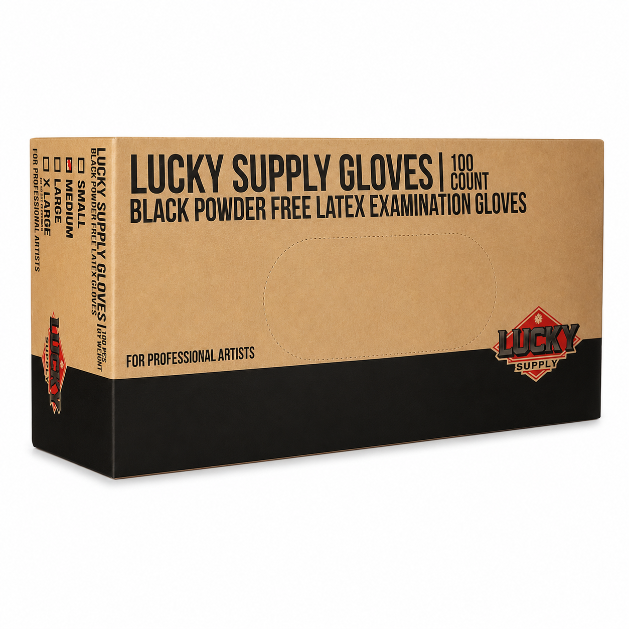 Lucky Supply Brand Gloves 100 Count Black Powder Free Latex Examination Gloves