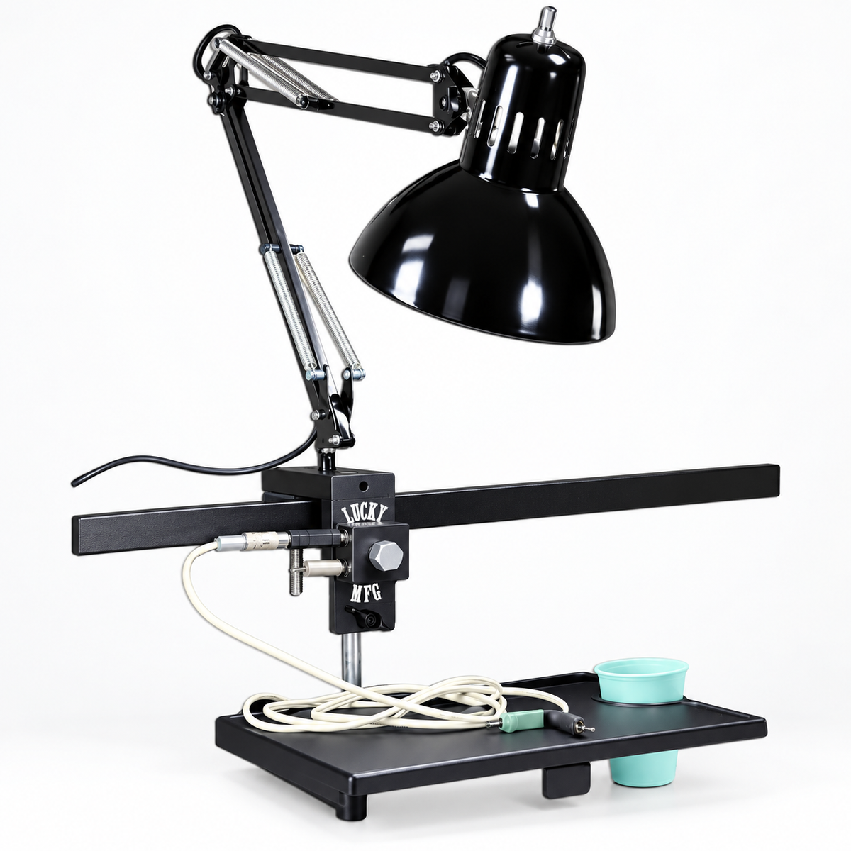 Lucky Supply Portable Work Station Table with optional lamp mount setup
