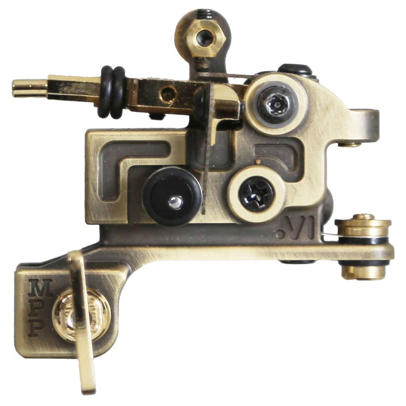 Patina and Gold Liner Tattoo Machine by Martin Pintos P.