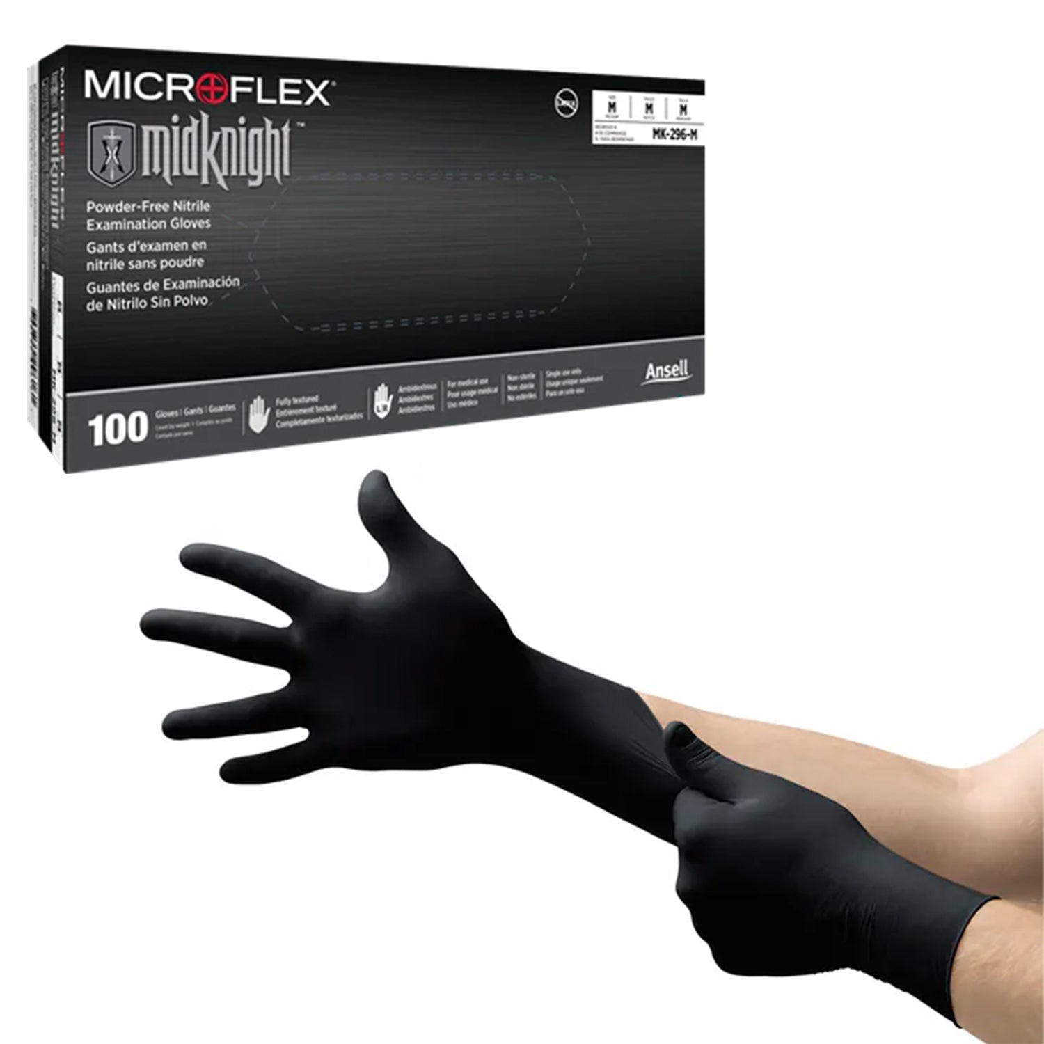 Midknight Nitrile Black Examination Gloves
