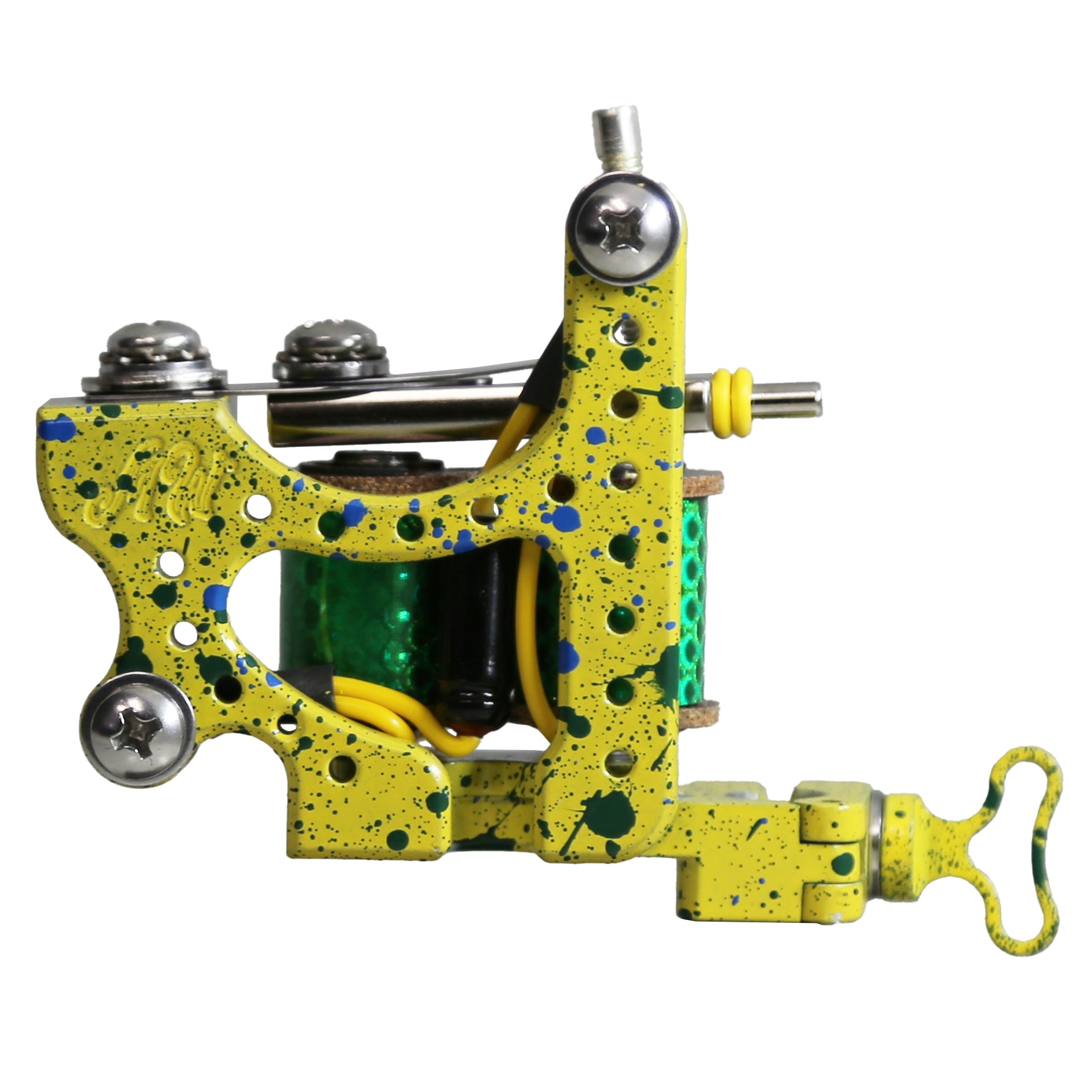 professional liner tattoo machine 1 inch coils yellow green