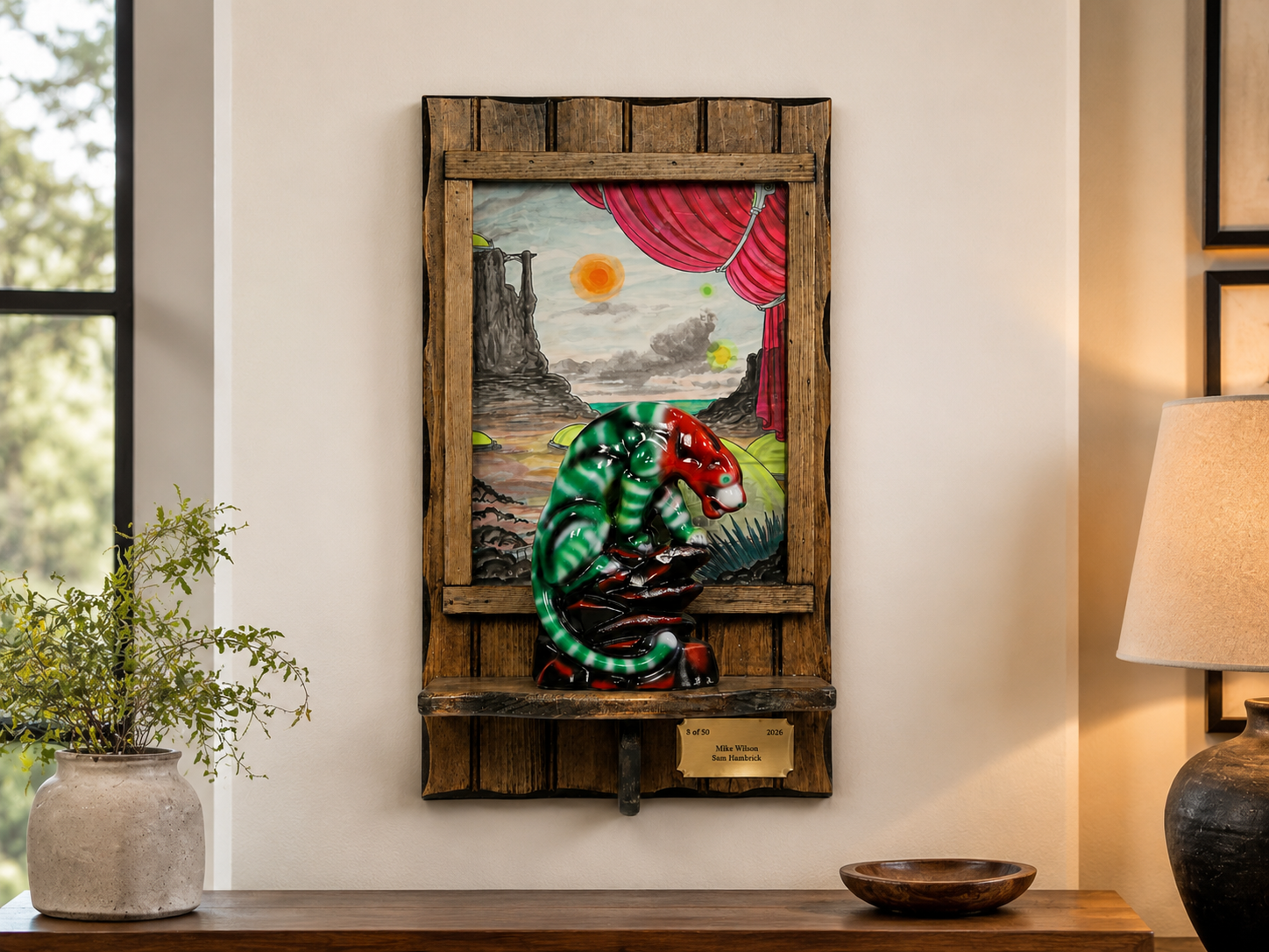 Mike Wilson Panther Placard - Candy Apple (On Wall)